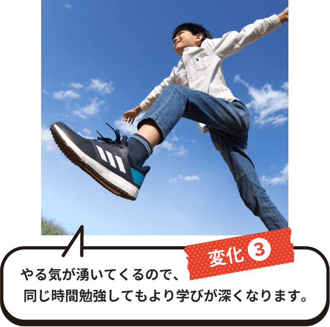 変化3 やる気が湧いてくるので、同じ時間勉強してもより学びが深くなります。